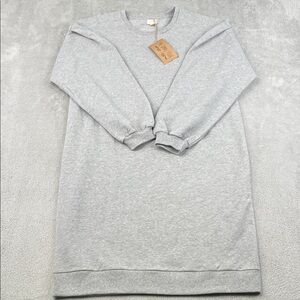 NEW The Simple Folk 10 ‎ Organic Cotton Stretch Gray The Oversized Sweater Dress